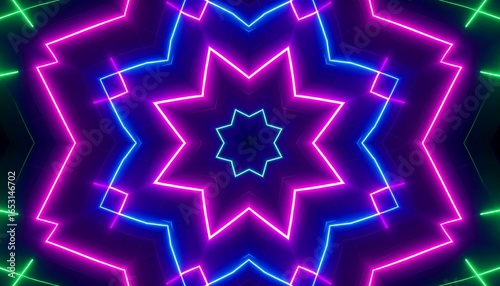 Abstract neon kaleidoscope pattern