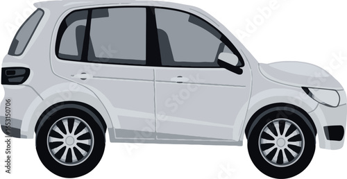 Sleek Silver Crossover Car Illustrating Modern Automotive Design and Style in a Detailed Vector Rendering