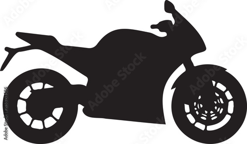 Silhouette of Speed: A sleek, black silhouette of a modern motorcycle, embodying power and the thrill of the open road.
