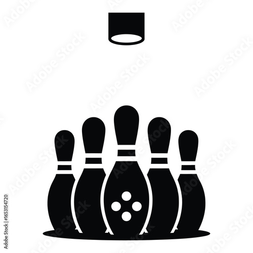 Bowling Pins Ready to be Knocked Down Sport and Recreation Illustration Black and White Graphic