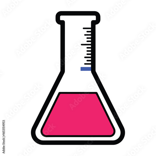 Pink laboratory flask illustration