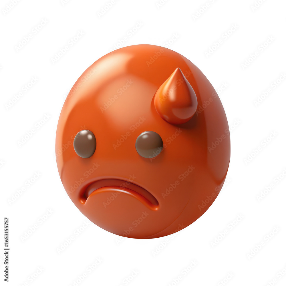 Fototapeta premium 3d sweating emoji face isolated on transparent background