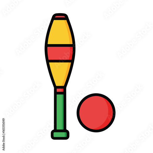 Juggling club and ball illustration graphic design