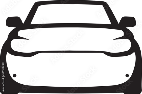 Car Silhouette: Clean, modern line art illustration of a car's front view, conveying speed and design, perfect for automotive concepts.