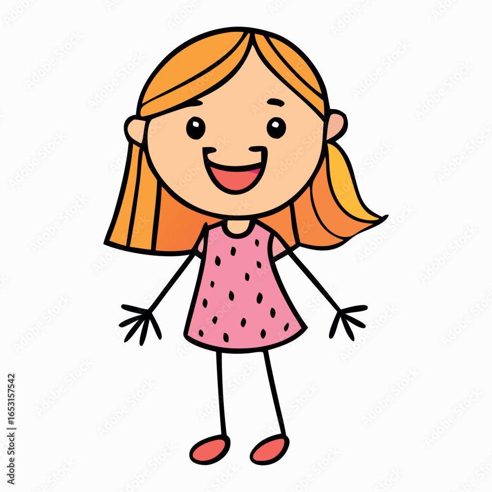 Fototapeta premium Smiling Child Character Cartoon Art