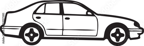 Streamlined Silhouette: A sleek sedan, depicted in bold monochrome, epitomizes modern automotive design and the freedom of the open road.