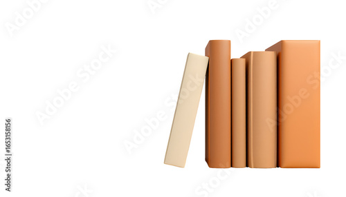 Collection of stylized books in warm color tones