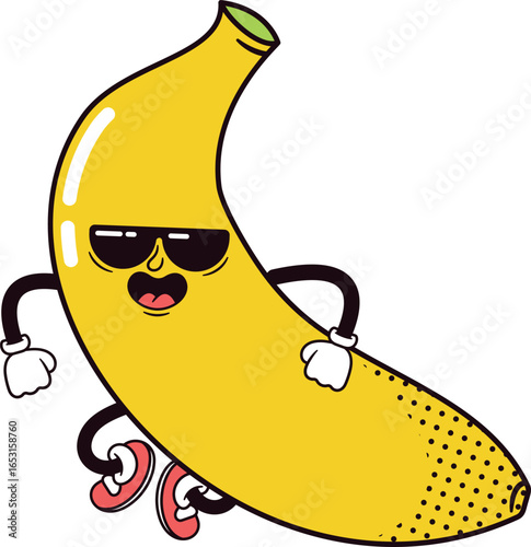 Funky cool banana kawai character