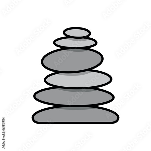 Balanced stack of smooth gray stones on white background. Vector illustration