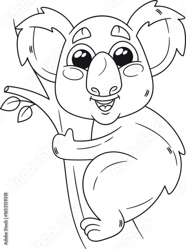 Cute koala topical animal black-and-white
