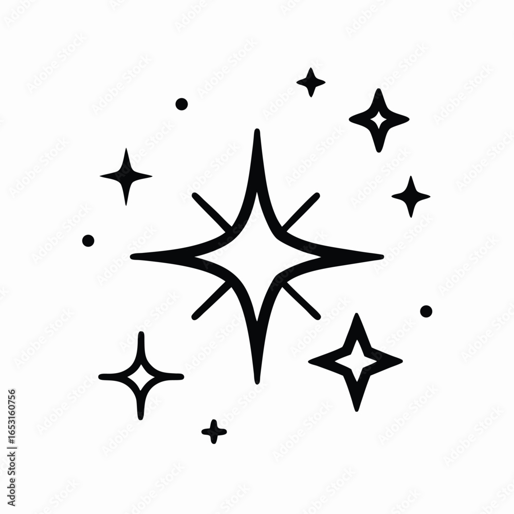 Obraz premium tiny sparkle icons in various stroke thicknesses