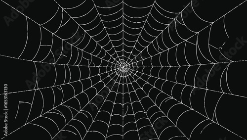 Spider web on black background. Halloween spiderweb. Vector illustration.