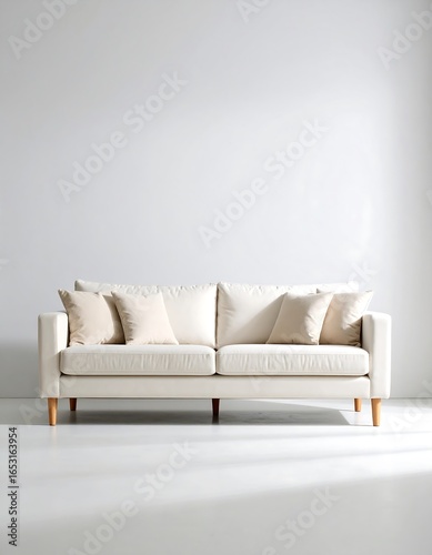 Cream couch in minimalist room