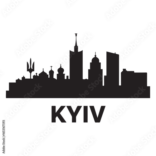 Kyiv skyline silhouette. Vector illustration.. Vector black silhouette. with white background