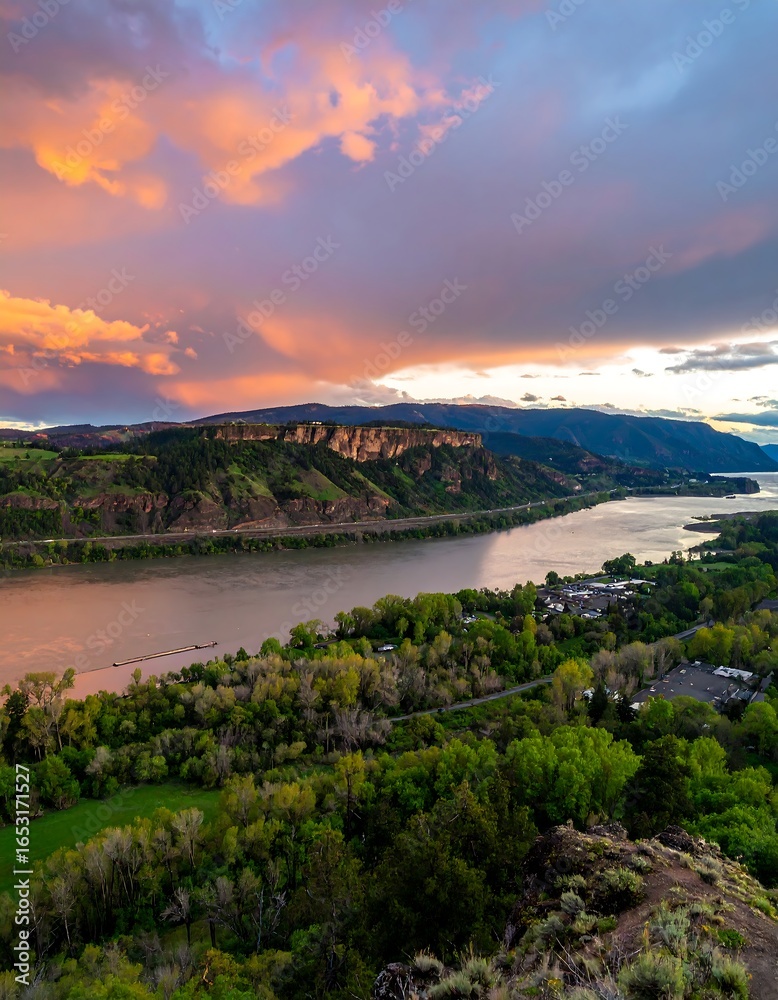 Fototapeta premium Scenic River Valley Sunset