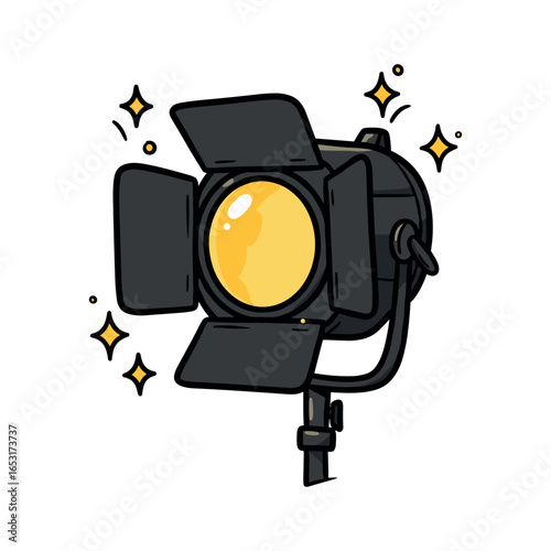 Cartoon style theater spotlights with shine and sparkles. Vector illustration