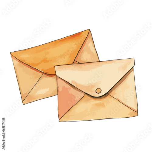 Two Watercolor Envelopes in a Light Orange Tone