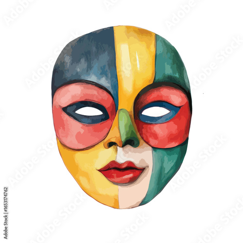 Vibrant Abstract Watercolor Carnival Mask