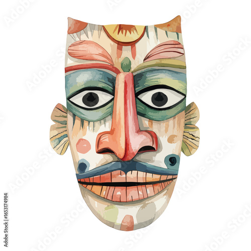 Vibrant Colorful Artistic Tribal Mask Design
