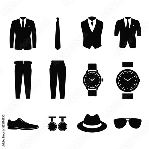 Elegant Mens Fashion Collection with Suit Tie Watch and Accessories for Stylish Look and Sophisticated Wardrobe Choices