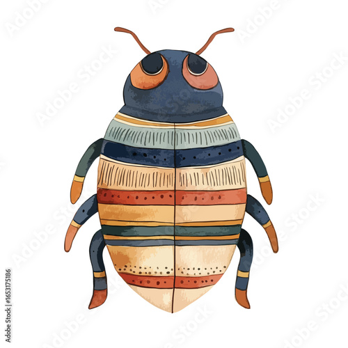 Vibrant Decorative Beetle with Intricate Geometric Patterns