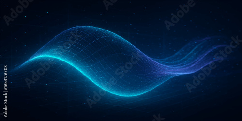 Abstract blue fractal design with glowing lines and a smoky wave pattern for a futuristic backdrop