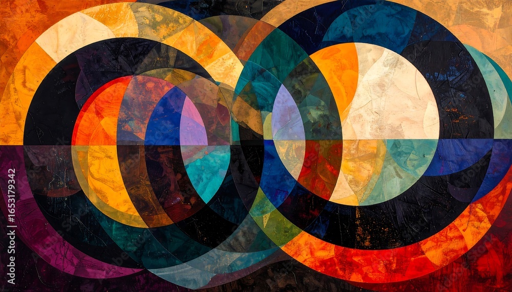 Obraz premium Abstract circular patterns in overlapping colors