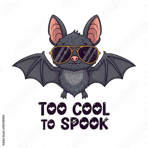 Cute cartoon bat wearing sunglasses, too cool to spook