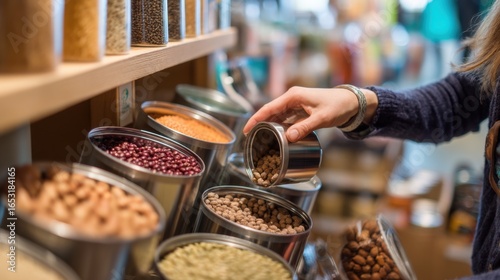 Sustainable Shopping: Bulk Food Selection in Zero Waste Store