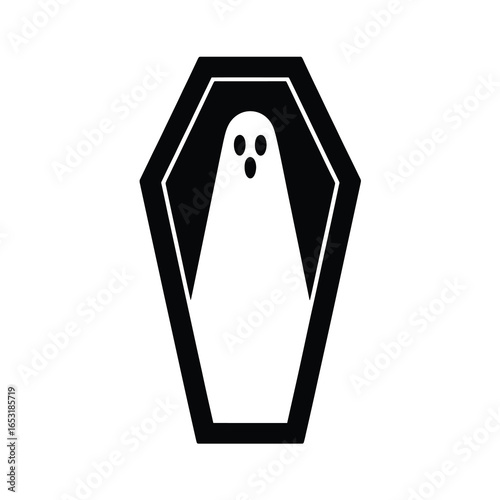 black coffin with ghost inside clip art preview