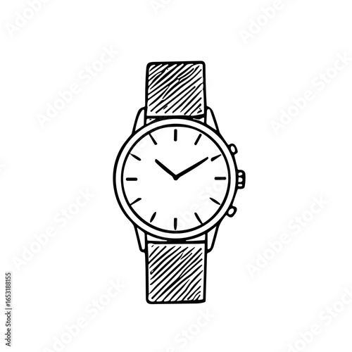 Hand-drawn sketch vector illustration of a classic wristwatch  