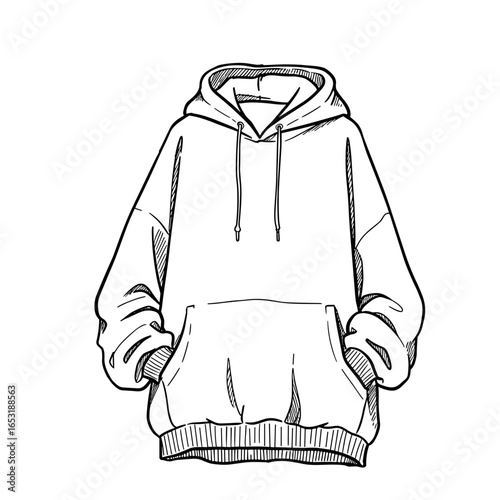 Hand-drawn sketch vector illustration of a hooded sweatshirt on a transparent background  