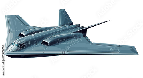 advanced stealth bomber illustration designed for covert missions flying above classified air space ideal for defense technology and military strategy presentations