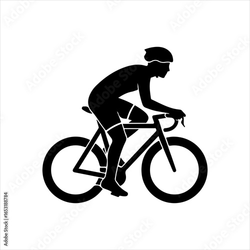 Silhouette of a cyclist in racing gear on a bicycle on white background cycling bike