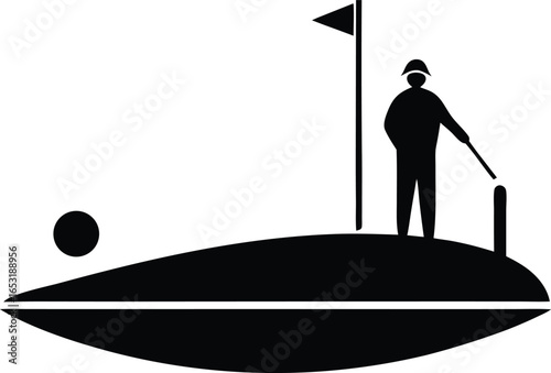 mini golf silhouette vector art illustration