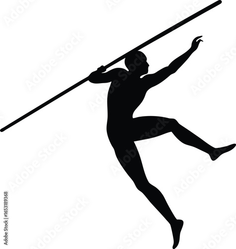 pole vault silhouette vector art illustration