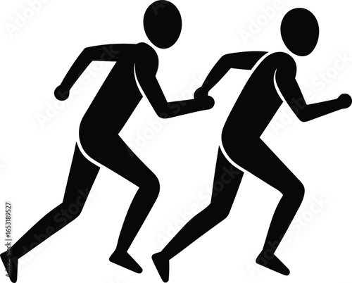 relay race silhouette vector art illustration