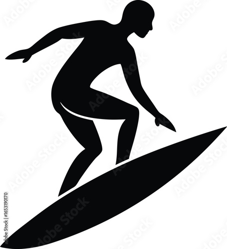 surfing silhouette vector art illustration