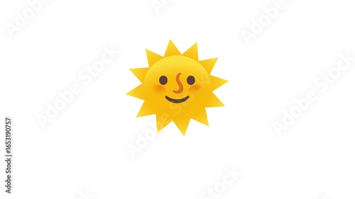 Smiling cartoon sun icon vector with happy face design for a sunny day