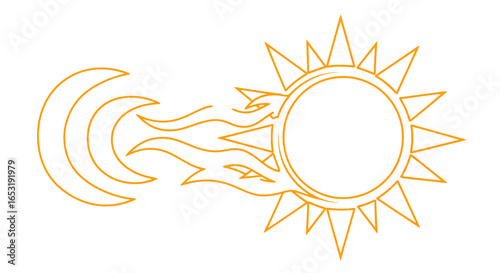 sun and moon meteor impact celestial bodies colliding with fiery trail symbolizing astrological events and cosmic disasters a visually striking image for science documentaries