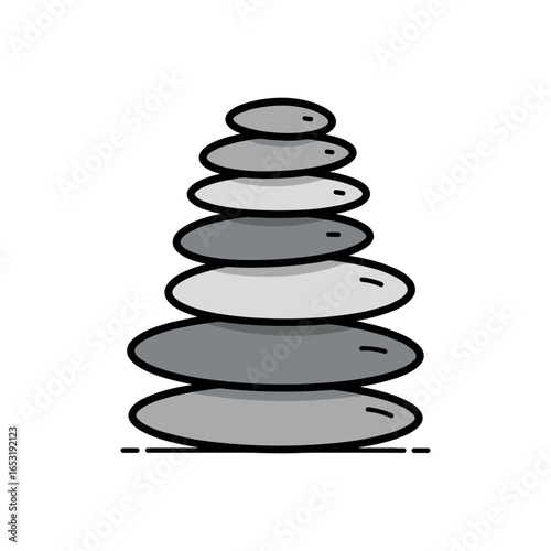 Stack of smooth gray stones in balance. Vector illustration