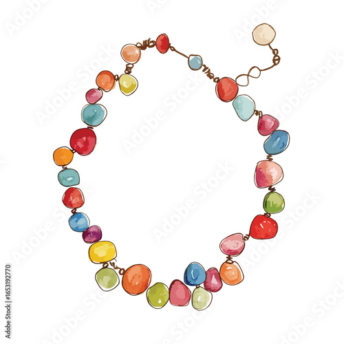 Vibrant HandDrawn Colorful Stone Bead Necklace