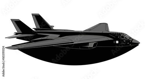 stealth bomber flying through a futuristic sky a conceptual scene illustrating military might and advanced aerospace technology suitable for defense industry marketing and tech innovation showcases.