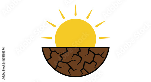 heat wave scorching dry cracked earth under a blazing sun symbolizing climate change and environmental crisis perfect for illustrating global warming and drought impacts