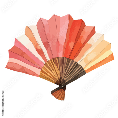 Vibrant Watercolor Fan with Gradient Hues