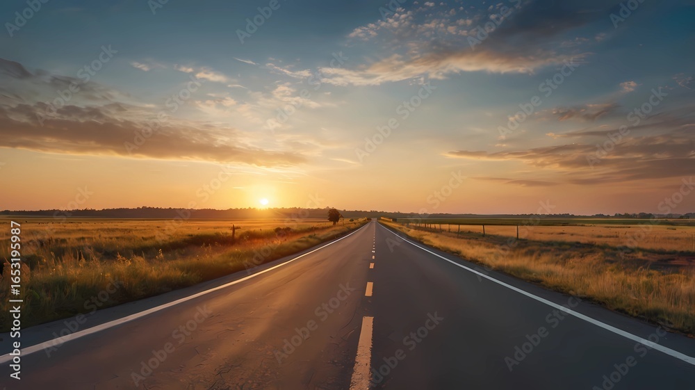 Naklejka premium road in sunset