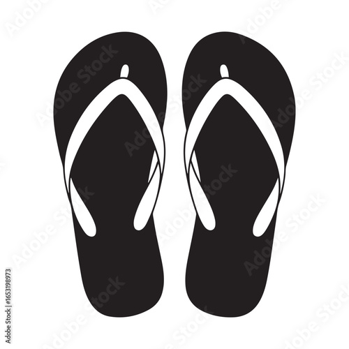 Summer Flip-Flops silhouette vector. Vector black silhouette. with white background
