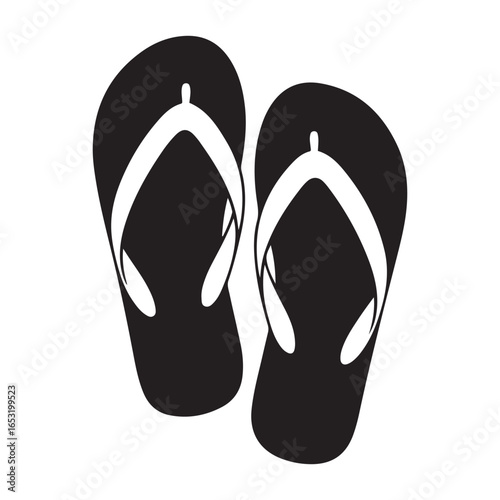 Summer Flip-Flops silhouette vector. Vector black silhouette. with white background