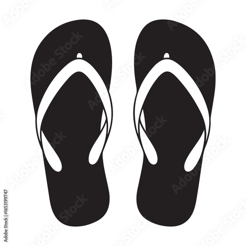 Summer Flip-Flops silhouette vector. Vector black silhouette. with white background