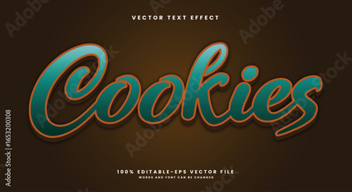 Cookies 3d editable text effect template Suitable for sweet food theme